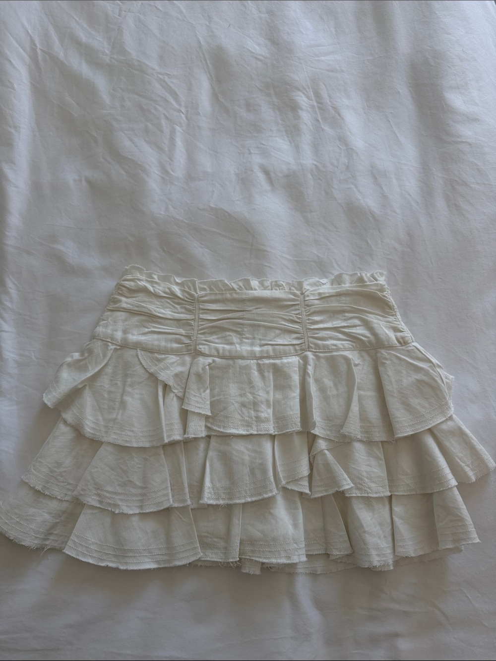 Anthropologie Cream Tiered Ruffle Mini Skirt